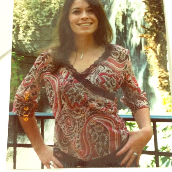 Lace detail, silk, paisley blouse Banana Republic