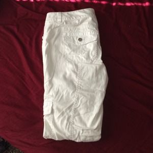 White House Black Market White Crop Cargo Pants