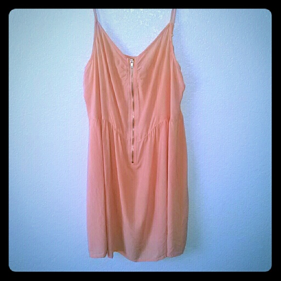 Peach zip front dress