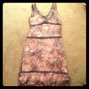 100% silk, pink & black BCBG dress
