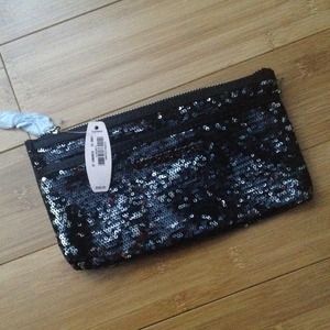 Victoria Secret NWT Black Sequined Clutch!