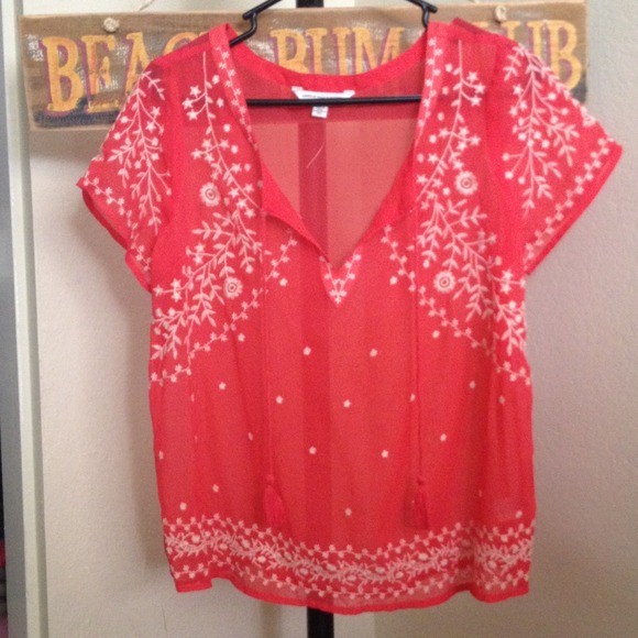 Never worn Coral sheer top💞