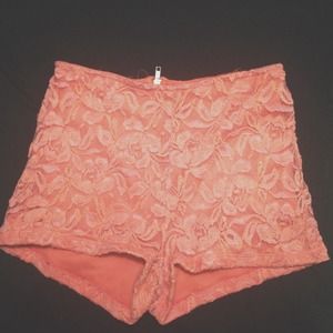 Coral lace shorts