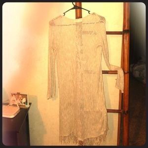 Boho crochet + fringe maxi cardigan