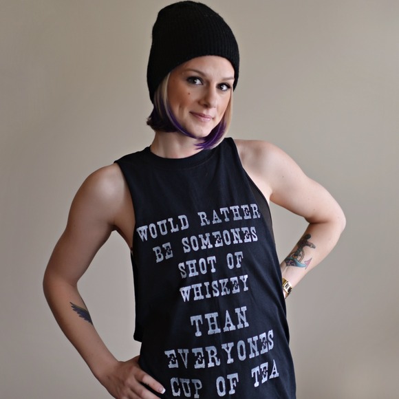 "WHISKEY rather than TEA" muscle tank.