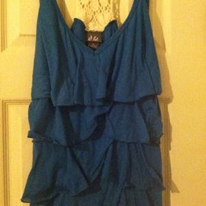 Blue ruffled tank top