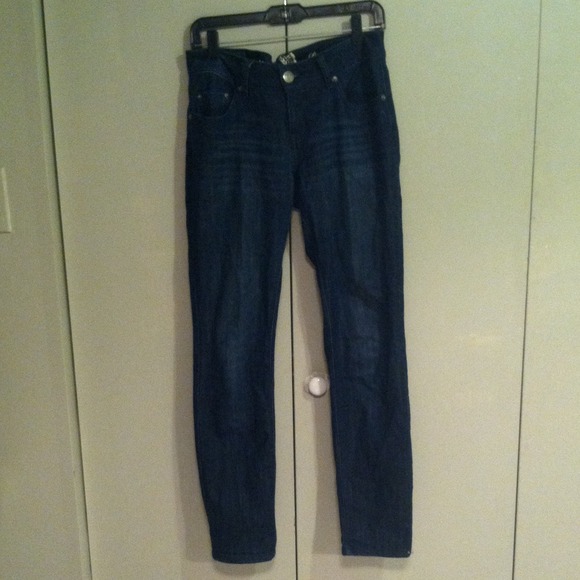 Worn Out Dark Blue Skinny Jeans