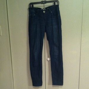 Worn Out Dark Blue Skinny Jeans