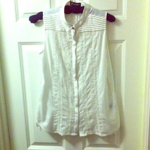 White Sleeveless Button-Up Top