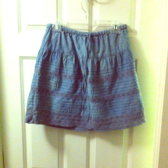 Lovely Denim Blue Lacy Ruffled Skirt