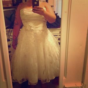 Ivory tea length wedding dress