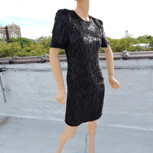 Black sequin vintage dress - Picture 2 of 4