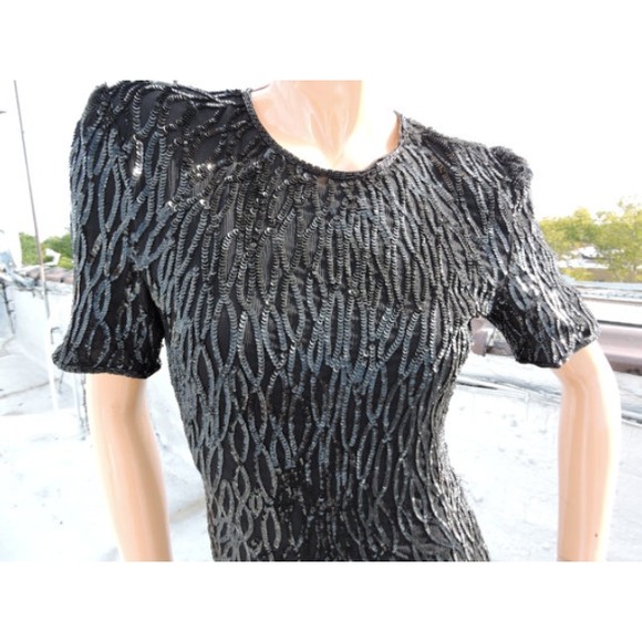 Black sequin vintage dress - Picture 4 of 4
