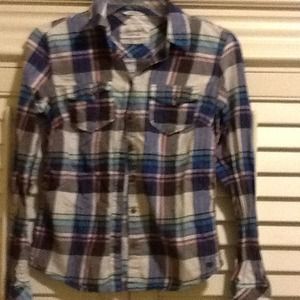 Blue pink and teal Aeropostale flannel shit