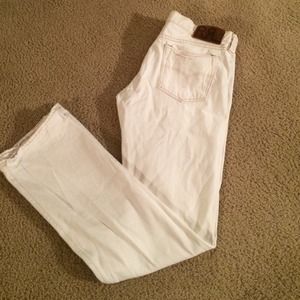 Rugged Cream Color Jeans W/gold Stitch