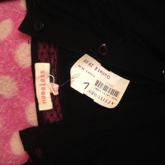 Black spaghetti strap top with polka dot lace - Picture 3 of 3