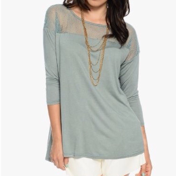 Very J Tops - NEW Mesh Sage Top