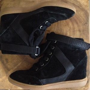Aldo Black Suede Hidden Wedge Hightops