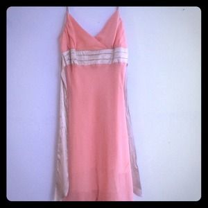 Coral pink dress with gold straps