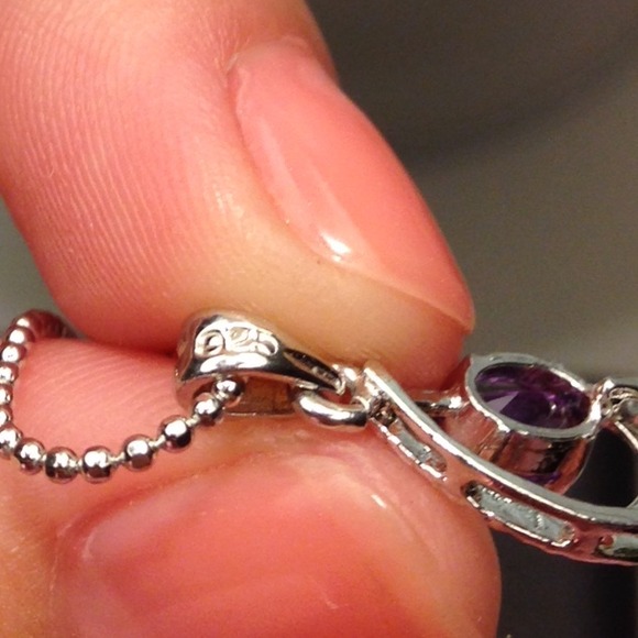 Beautiful necklace with amethyst pendant (925) - Picture 3 of 3