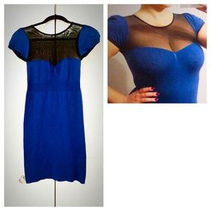Size Med, Royal blue, spandex body hugging dress