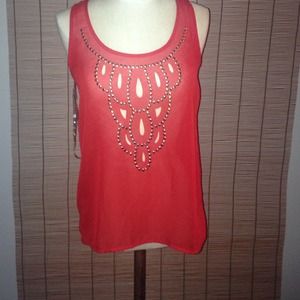 Red/orange studded tank