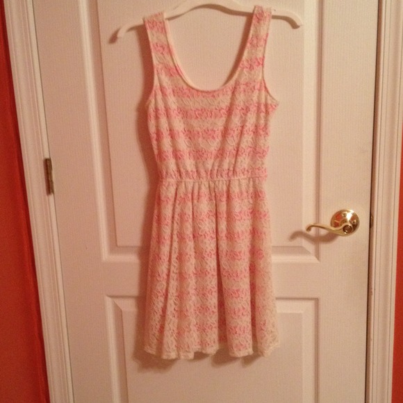 Pink and White lace panel dress!