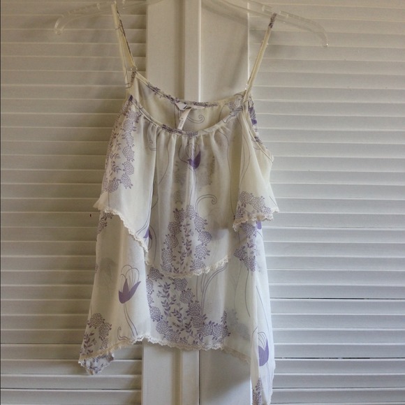 Ivory and lavender flowy tank top