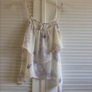 Ivory and lavender flowy tank top