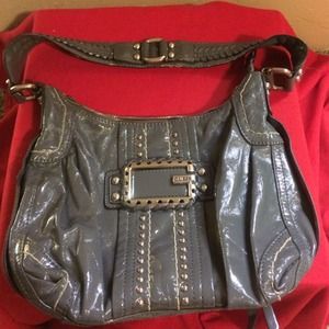 Guess Gray Shiny Purse w/ Silver Hardware