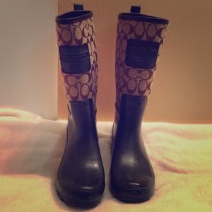 COACH NEW YORK RAIN BOOTS SZ8 BROWN