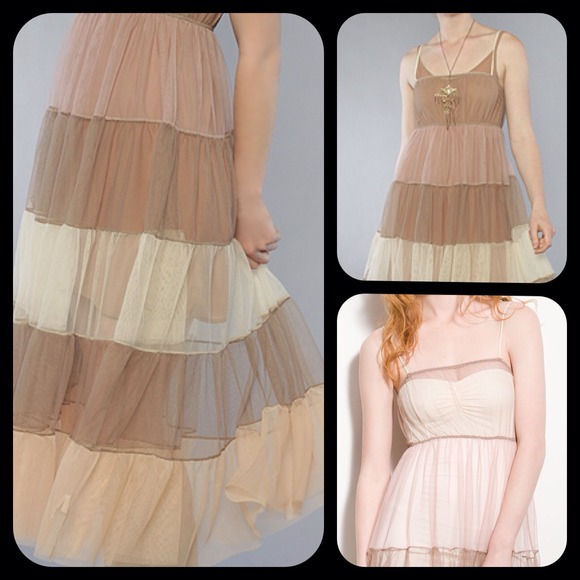 Free People Tulle Tiered Maxi Slip Dress