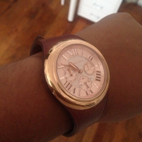 Michael Kors leather and rose gold watch