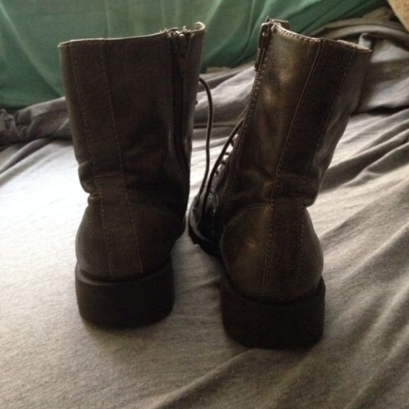 Grey rustic combat boots