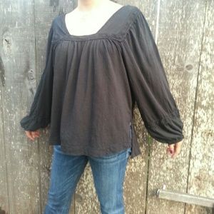 Free people black peasant shirt poppy