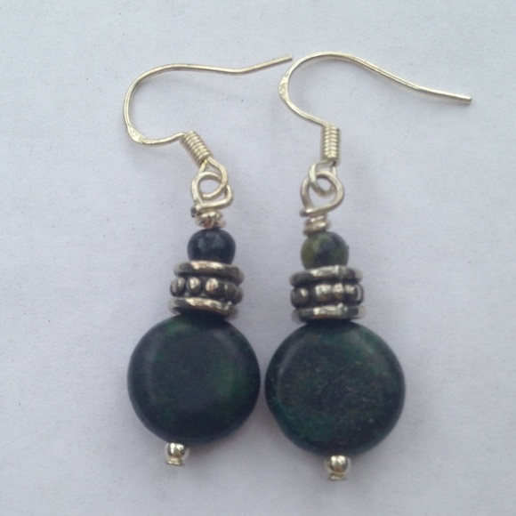 Green Australian Jasper Earrings - Picture 2 of 4