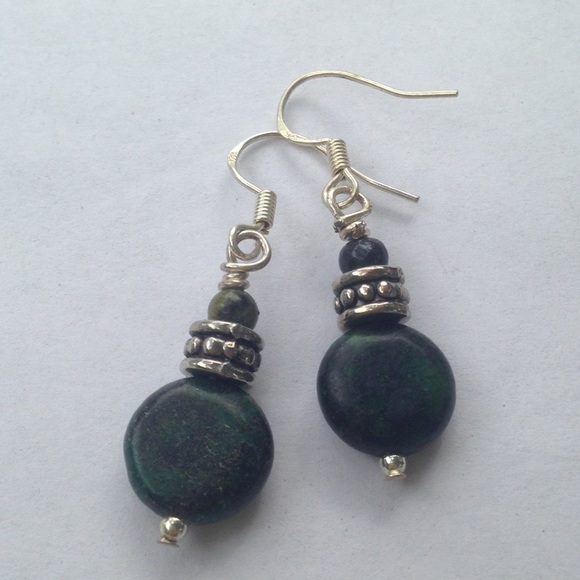 Green Australian Jasper Earrings - Picture 3 of 4