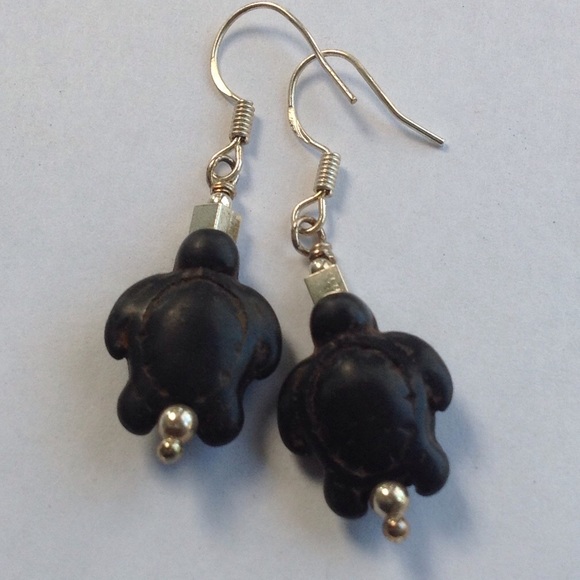 Turquoise Black Turtles Earrings