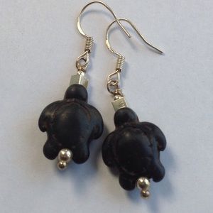 Turquoise Black Turtles Earrings