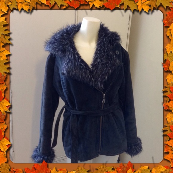 Wilsons Leather Outerwear - Blue Suede Jacket