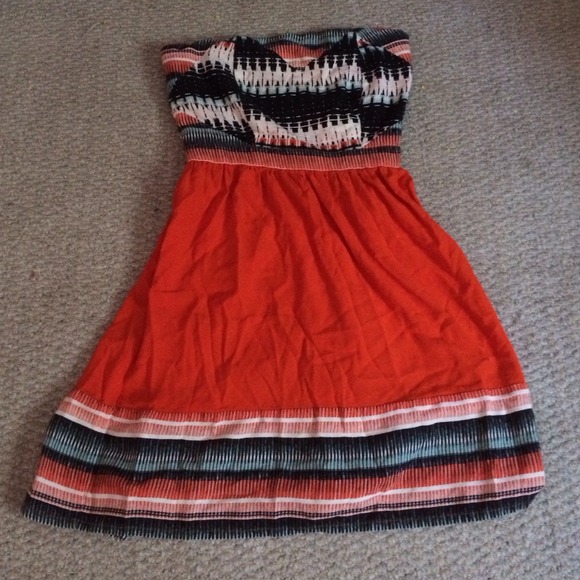 Orange strapless sundress