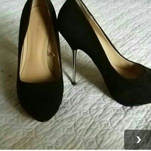 Zara black suede metal heel stillettos