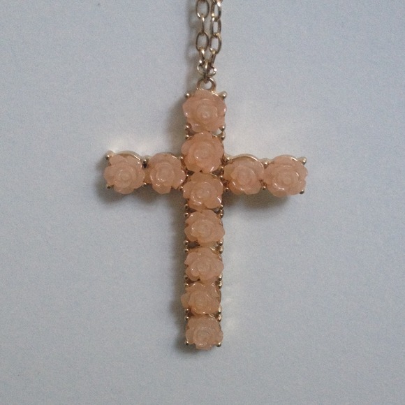 Long Rose Cross Necklace