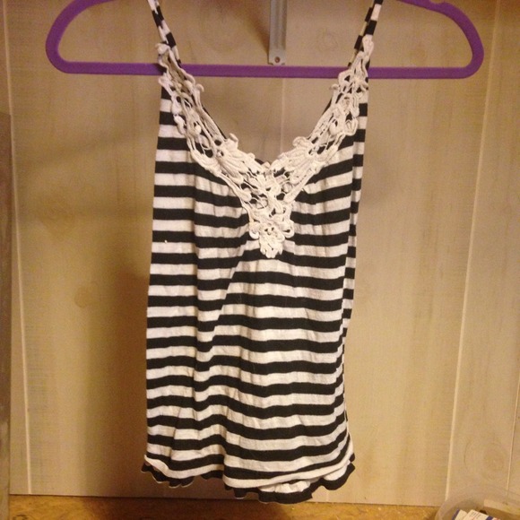 Striped and lace tank top