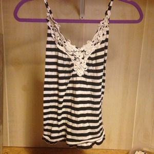 Striped and lace tank top