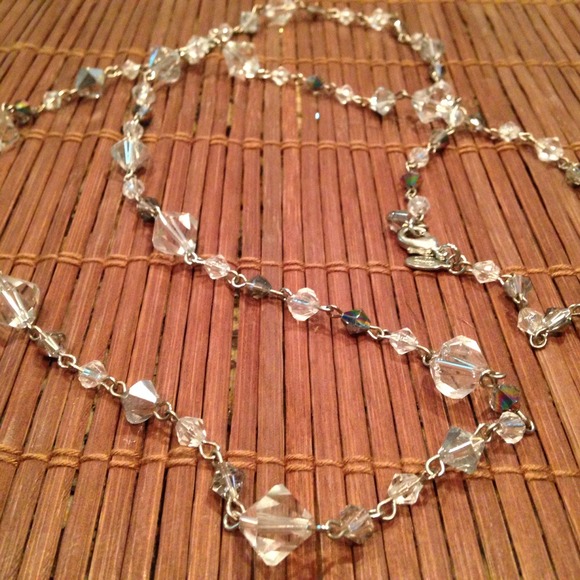 🔴 BUNDLED 🔴 Long silver tone glass bead necklace