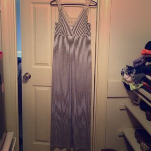 Black and white striped maxi dress