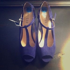 Purple Suede Guess Mary Janes 6.5 NWT