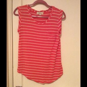 Small coral and white striped tank