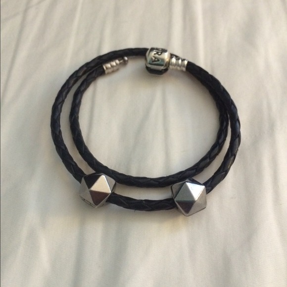 Black leather pandora bracelet